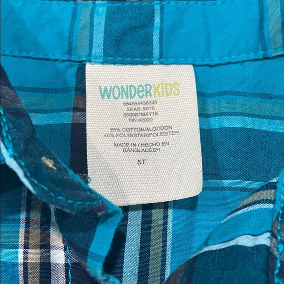 $1 Wonderkids Vibrant Blue Plaid Button Down Shirt - Picture 2 of 3